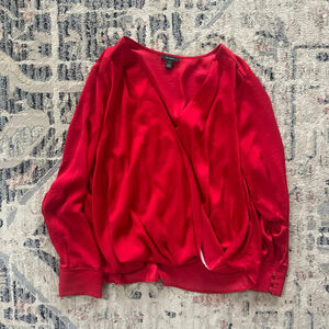 Women's Halogen Red Wrap Blouse 1X